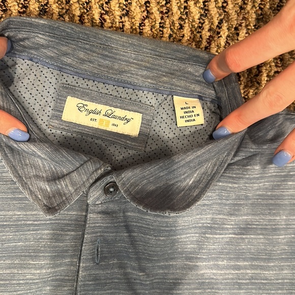 NWOT English laundry, light blue gray striped polo T-shirt - Picture 4 of 4